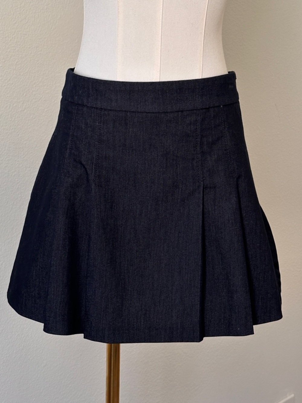 Dark Rinse Denim Pleated Mini Skort - Women's Classic A-Line